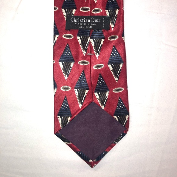 Men’s Christian Dior Geometric Pattern Silk Tie - Picture 3 of 3